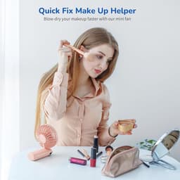 Handmatige Ventilator met LED Scherm en 4000mAh Batterij - 5-in-1 Reis, Bureau en Nekventilator (Roze) — thumbnail 2