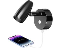 12V/24V Richtbare LED Leeslamp Inbouw met USB-oplader en Nachtlampje Zwart