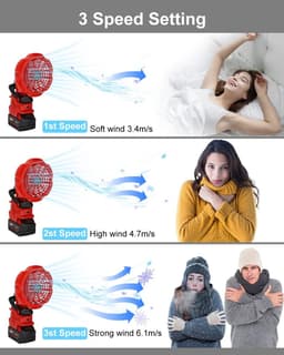 Draagbare Clip-On Ventilator op Accu met 3 Snelheden voor Binnen en Buiten — thumbnail 2