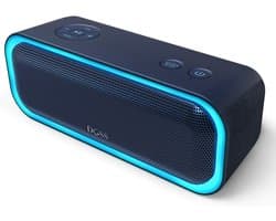 Draagbare Bluetooth Speaker 20W met Diepe Bas en Meerkoppeling - 12 Uur Speeltijd & LED Lichtshow (Blauw)