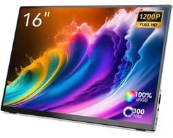 MINIX SF16T 16” Portable Monitor - Touchscreen - IPS Beeldscherm - Inclusief Beschermhoes - Full HD - sRGB - HDMI - Zwart