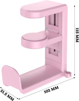 longziming -Bureaublad Hoofdtelefoonhouder met Klem – 360° Draaibare Headset Stand zonder Boren – Clip-on Haak voor Koptelefoon & Accessoires – Ruimtebesparende Ophanghouder voor Bureau en Thuis — thumbnail 4