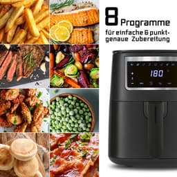 GOURMETmaxx 4L Airfryer heteluchtfriteuse met touchscreen 9 functies 8 programma’s – minibakoven, bijna zonder olie braden, spijltjes geschikt voor afwas — thumbnail 7