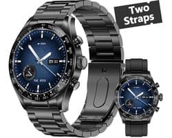 WizBay Premium Select® 1.32-inch AMOLED Smartwatch Dames/Heren – 178 Sportmodi – AI Voice – Bellen – Hartslag en Slaap – O2 – app GloryFitPro – Dual BT5.3 – 350mAh – Inclusief RVS en Siliconen Band Zwart