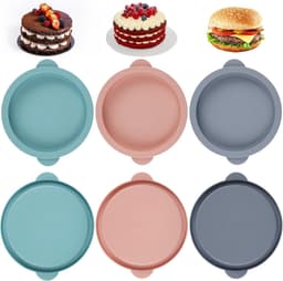 6 Stuks Luchtfriteuse Eivorm Siliconen Taartvormen, 10 cm Airfryer Gepocheerde Eierdopjes, Poeder/Grijs/Blauw Siliconen Muffinpannen voor Bakken voor Broodjes Ei, Cupcakes en Pannenkoeken — thumbnail 1