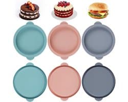 6 Stuks Luchtfriteuse Eivorm Siliconen Taartvormen, 10 cm Airfryer Gepocheerde Eierdopjes, Poeder/Grijs/Blauw Siliconen Muffinpannen voor Bakken voor Broodjes Ei, Cupcakes en Pannenkoeken