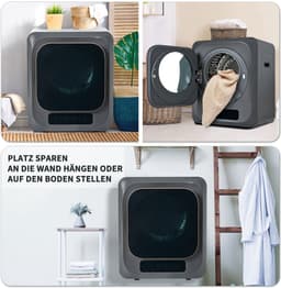Re-purelife® Compacte Wasdroger met UV-Desinfectie - 6 Programma's - 3-4 kg Capaciteit - Geschikt voor Opbouw of Opstelling - Stille Werking & Helder LED-Display - Grijs — thumbnail 16