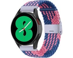 By Qubix - Geschikt voor Garmin bandje - Geschikt voor Garmin Venu / Sq / Sq2 / 2 plus - Braided nylon bandje - Blauw / roze - Smartwatch bandje 20mm