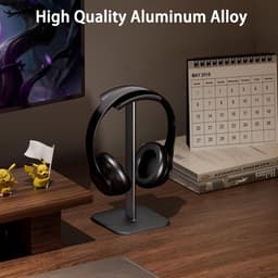 Koptelefoon Houder - Headset Stand - Aluminium - Koptelefoon Haak - Headset Houder - Universele - Voor Op Je Bureau - 10x10x24.5cm - Zwart — thumbnail 5