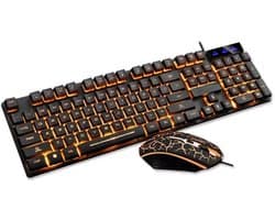 Waterdicht Gaming Toetsenbord en Muis Set – Luminous Verlicht Backlit Keyboard met Stille Toetsen – Duurzaam, Comfortabel en Ideaal voor PC, Laptop & Gaming Gebruik