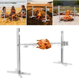 Grillspies Set Elektrische Braadset Met Motor 15W Roestvrij Staal Automatische Braadpan Voor Buiten Kippen Eend — thumbnail 1