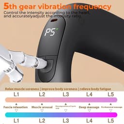 Deep tissage shock muscle massage gun: met verwarmingsfunctie, instelbare intensiteit en snelheid, super stil, usb-c oplaadondersteuning-zwart — thumbnail 3