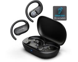 JLab Jbuds Open Sport 2 Draadloze Oordopjes - Sport Oortjes Draadloos - Open Ear - 26 uur Batterijduur - IP55 Zweetbestendig - Multipoint - Zwart