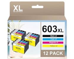 Compatibele inktcartridges set voor XP-2100, XP-3150, XP-3105, XP-3100, XP-4100, XP-2155, XP-3155, WF-2820, WF-2830, WF-2835 (12 stuks)
