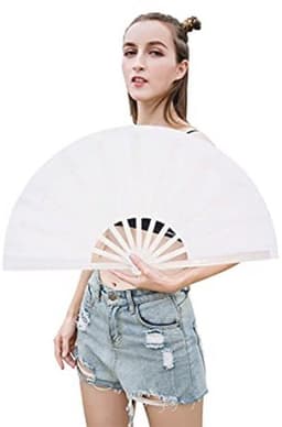 Grote Opvouwbare Nylondoek Ventilator voor Vrouwen - Handventilator voor Dans en Geschenken — thumbnail 5