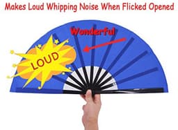 Grote Opvouwbare Ventilator - Chinese en Japanse Stijl Handventilator voor Vrouwen - Perfect als Cadeau en voor Dansen - Blauw — thumbnail 3