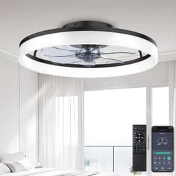 Moderne Plafondventilator met Licht en Afstandsbediening - Stille 6 Snelheden LED Plafondlamp voor Slaapkamer en Woonkamer - 24W Dimbare Kleine Plafondlamp 40CM — thumbnail 2