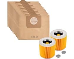 Accessoirespakket voor Karcher WD3 WD3 Premium A2204 - Vervanging Stofzuigerzak 6.959-130 [Set 10] Vervanging Filter 6.414-552.0 [Set 2]
