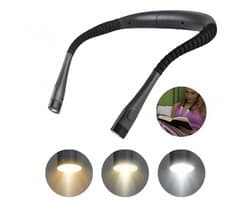 1 stuk - Neklamp - Leeslamp - Boeklamp - Leeslamp met drie kleuren en negen helderheidsniveaus - Flexibele neklamp - Oplaadbaar - Compact en draagbaar - Geschikt om te lezen in bed, te breien of te kamperen - Zwart - 20,3*17,8*2,3 cm