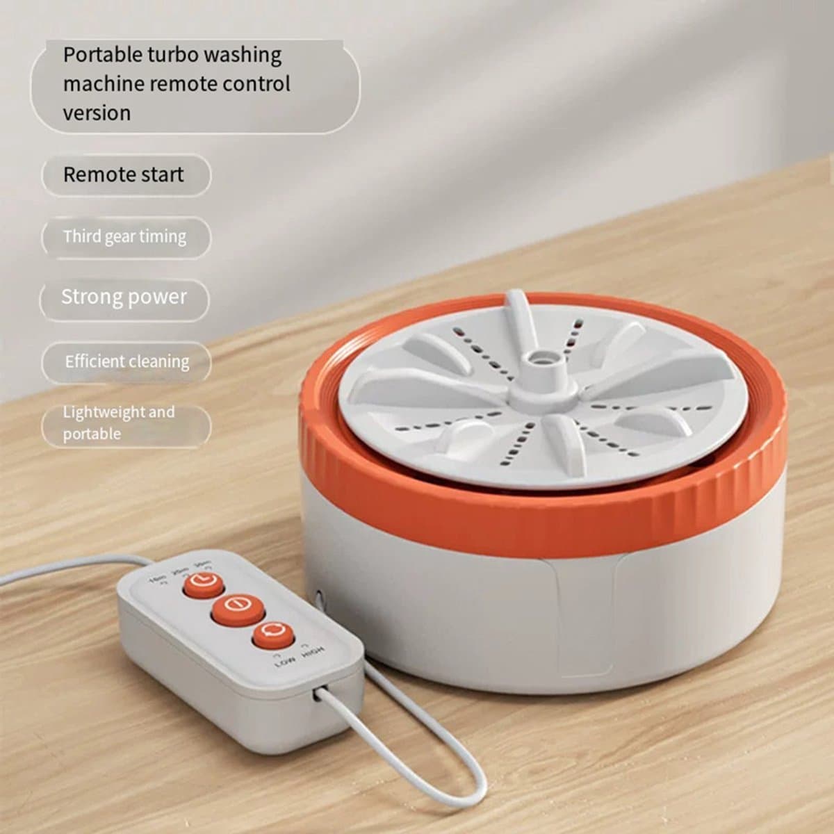 Mini wasmachine, draagbaar, USB, roterende turbine, ultrasone vaatwasser Geschikt voor fruit, Geschikt voor kleding, thuis, keuken, op reis, met afstandsbediening — afbeelding 1