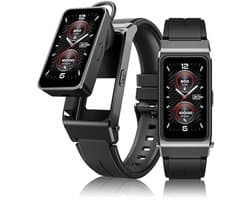 OUKITEL Smartwatch voor dames en heren, bluetooth hoofdtelefoon, 2-in-1, waterdicht, fitnesshorloge met telefoonfunctie, 1,47 inch AMOLED-display, sporthorloge met 100+ sportmodi, stappenteller