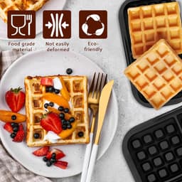 2 stuks wafelinzetstukken - geschikt voor Philips Airfryer 3000-serie (6L/3L) & Tefal EY9018 Airfryer - zwart — thumbnail 5