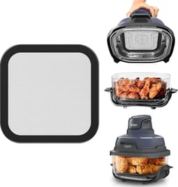 Airfryer accessoires Gescht voor Ninja CRISPi 1x roestvrij staal fijnmazige spatbescherming + 1x siliconen hittebestendige onderlegger voor Ninja heteluchtfriteuse FN101EUGY, FN101EUST en — thumbnail 1