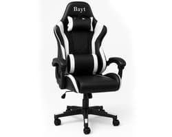 Bayt Gamestoel - Gaming chair - Gamingstoel - Verstelbare rugleuning - Comfortabele game stoel - Zwart en wit