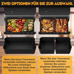 Heteluchtfriteuse accessoires Gescht voor Cosori Dual Blaze TwinFry XXL 10 l - Cosori heteluchtfriteuse 10 l siliconen vorm accessoires (1 x 10 l en 2 x 5 l) - met grillrooster, andere accessoires — thumbnail 9