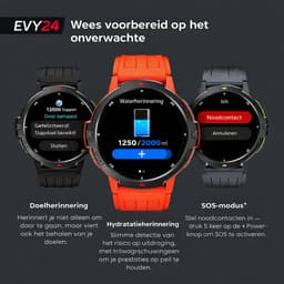 Evy24 Smartwatch GPS Outdoor Heren - GPS & GNSS - Sporthorloge - Bluetooth Bellen - 100+ Sportmodi - Kompas - Hoogtemeter - Barometer - 5ATM Waterdicht - Geschikt voor iPhone & Android - Rood — thumbnail 5