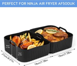 3 Stuks Groter Siliconen Airfryer Pan Gescht voor Ninja Dual Foodi FlexDrawer AF500EU, Airfryer Siliconen Pot Mand voor Ninja AF500EU 10,4L, Airfryer Accessoires Basket voor Ninja luchtfriteuse — thumbnail 5