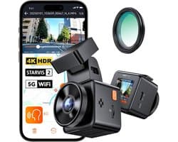 VANTRUE E1 Pro 4K Mini Dash Cam Voorkant, STARVIS 2 Plate Pix™ HDR Nachtzicht Autocamera, 5G WiFi GPS, 1,54'' scherm, LTE,Spraakbesturing, 24H Gebufferde Parkeermodus