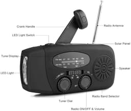 Noodradio - Bouwradio - Noodpakket - Noodradio Solar Opwindbaar - Noodpakket voor thuis - Draagbare radio - Powerbank 2000 mAh - Zwart — thumbnail 5