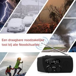 Noodradio - Bouwradio - Noodpakket - Noodradio Solar Opwindbaar - Noodpakket voor thuis - Draagbare radio - Powerbank 2000 mAh - Zwart — thumbnail 4