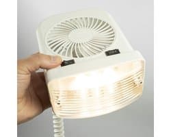 Draagbare 12V LED Leeslamp en Stille Persoonsventilator Combo voor Camper en Caravan