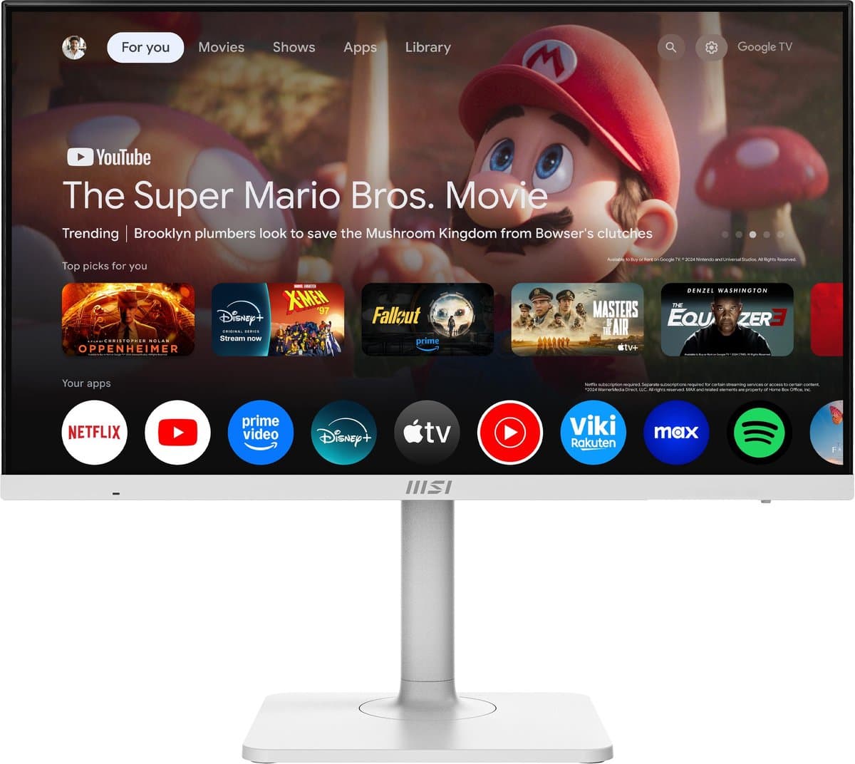 MSI Modern MD272UPSW - Smart 4K UHD Monitor - 60Hz - 27 Inch - Google TV - USB Type-C PD 65W - 4 Way Adjustable — afbeelding 1