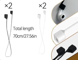 Cosensi - Sport siliconen hoofdtelefoon anti-verliesband voor AirPods - Zwart Wit - Ideaal voor sport, fitness, hardlopen en reizen — thumbnail 4