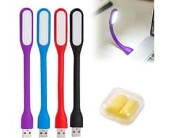 Set van 4 Flexibele USB LED Lampjes - Mini Laptop Verlichting met Oortelefoon Aansluiting