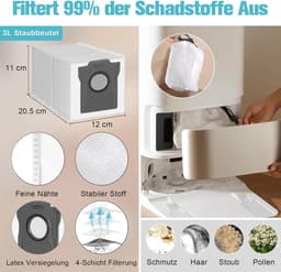 Accessoires Geschikt voor Dreame L10s Ultra Gen 2 / L10s Pro Ultra Heat stofzuigers; reserveonderdelen Geschikt voor Mova E30 Ultra / L40 Ultra AE stofzuigers; de accessoirekit bevat 4 stofzakken, — thumbnail 4