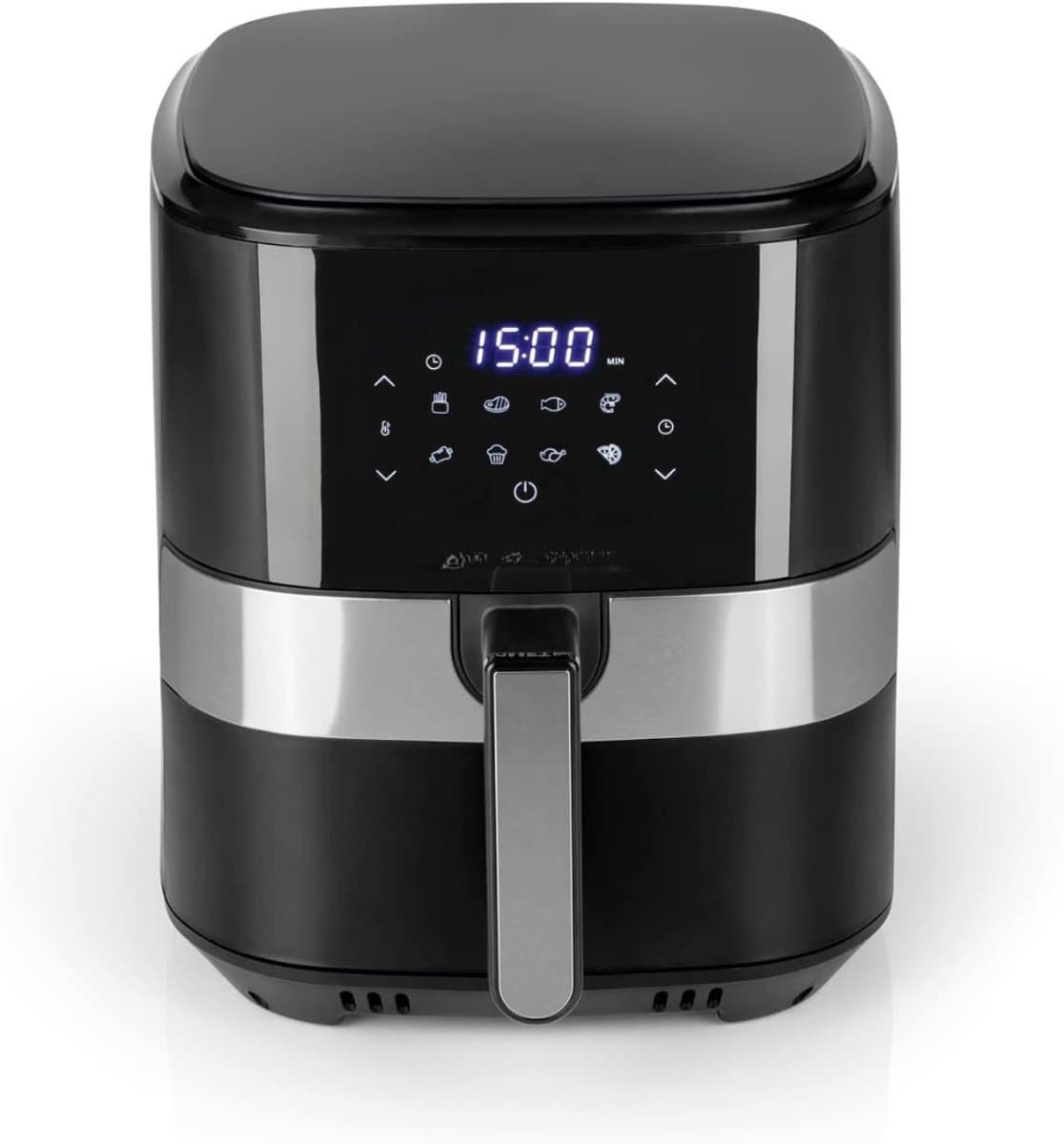 Quvo® Airfryer xl - Airfryer xxl - Heteluchtfriteuse - 6,2 Liter - 8 programma's - roestvrij staal/zwart - 30cm x 39cm x 34cm — afbeelding 1