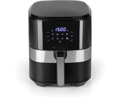 Quvo® Airfryer xl - Airfryer xxl - Heteluchtfriteuse - 6,2 Liter - 8 programma's - roestvrij staal/zwart - 30cm x 39cm x 34cm