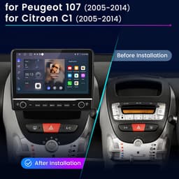 Junsun 10.1" Autoradio geschikt voor Peugeot 107, Toyota Aygo, Citroën C1 (2005-2014) Met camera - Draadloos CarPlay, Android Auto, GPS Navi, WIFI, BT, SWC, FM, 2GB+64GB, Android 15 — thumbnail 5
