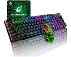 NexZone - Draadloos gaming toetsenbord met muis - Wireless - RGB verlichting - QWERTY - Zwart - Voor PC/Laptop