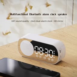 Digitale Wekker - Bluetooth Speaker - Premium Wekker - met LED Spiegeldisplay - Twee alarmen met hoog volume - Digitale Wekkerradio - Wit — thumbnail 3