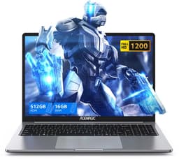 Acemagic AX16 Laptop - 16 inch Full HD Notebook - In-tel Alder Lake N95 (tot 3,4 GHz) - 16 GB DDR4 RAM 512 GB SSD - WiFi- BT5.0 - Type C -Grijs — thumbnail 1