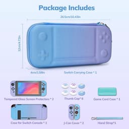 Draagbare Switch Case 14 in 1 Accessoireset - Blauw en Paars, Button Pattern — thumbnail 2