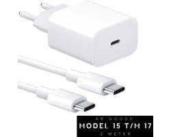 AB Goods Oplader Set - Adapter + Kabel 2M - 20W USB-C Snellader 2M Kabel - Snellader Voor USBC Smartphone's - Wit