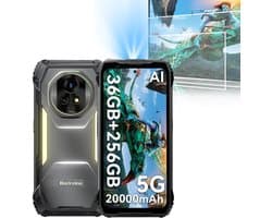 Blackview XPLORE 2 Projector- Robuuste Smartphone - 5G - 36GB RAM - 256GB ROM - 20000mAh - 120W snel opladen - 6.73 inch QHD+ AMOLED-scherm - Nachtzicht - Android 15 - Robuuste Telefoon - NFC - GPS - Zwart