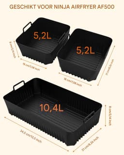 Ninja AF500EU Accessoires - 10.4L + 2x 5.2L Silicone Vormen - Ovenbestendig, Afwasmachinebestendig - Zwarte Bakvorm voor Dual Zone Airfryer — thumbnail 4