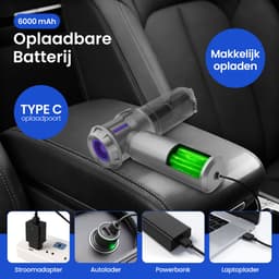 Auto stofzuiger draadloos - Handstofzuiger - Mini Stofzuiger - Stofzuiger Auto - Incl. blaasfunctie, opzetstukjes en reiskoffertje — thumbnail 3